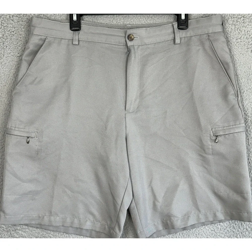 IZOD Golf Shorts Mens 38 Grey Classic Cargo Performance Flat Front Zip Pocket
